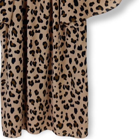 J.Crew SZ S Leopard Print Silk Flutter Sleeve Top In Mod Neutral NWT - Picture 6 of 8